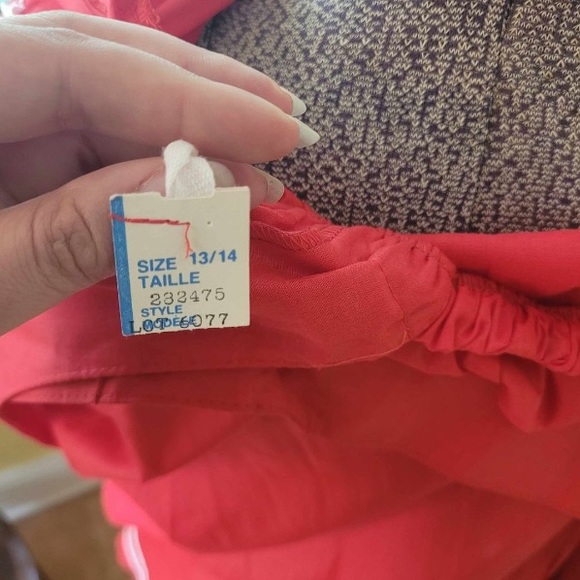 Vintage Red dress Deadstock, open back, striped skirt ruffle/asymmetrica… - Picture 3 of 4